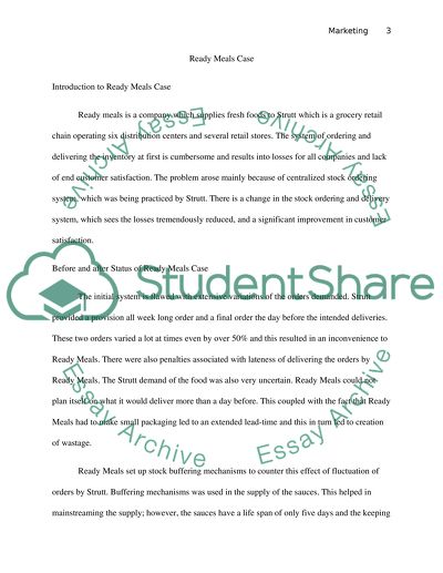 Zara and Ready Meals Case Study Individual Report