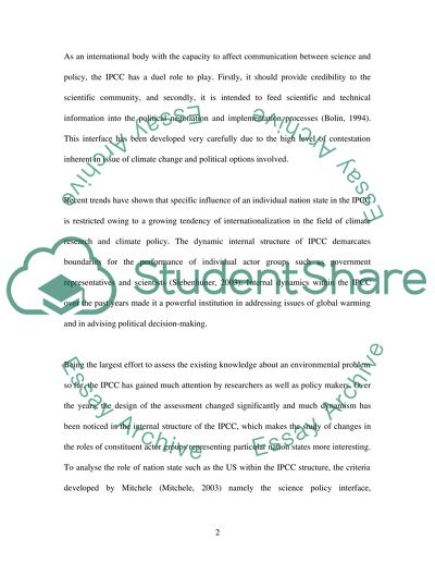 Climate Change: the IPCC and the Nation States as two Global Actor Groups