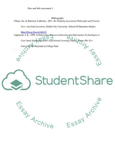 The Role of Peer and Self-Assessment in the Assessment Process