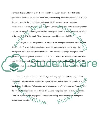 The Transition of US Intelligence Over Crucial Years