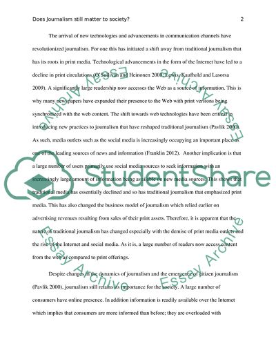 Does Journalism still matter to society