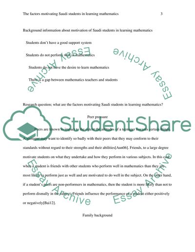 The Factors Motivating Saudi Students Mathematical Learning