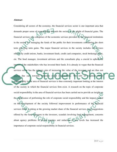 Corporate Social Responsibility in Financial Services