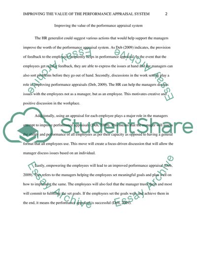 Improving the value of the performance appraisal system