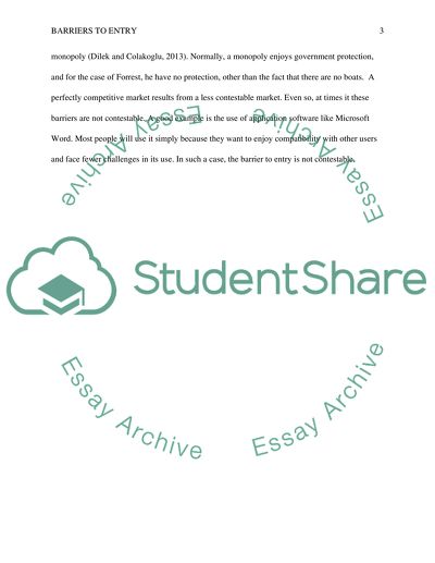 Barriers to Entry into the Market