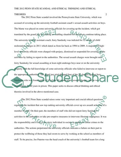 Analyze the 2012 Penn State scandal using ethical thinking and the various ethical theories