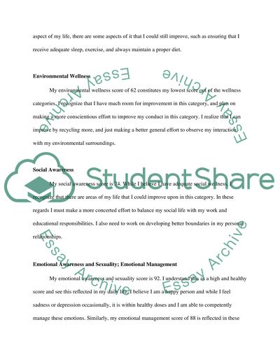 Personal Health Assessment According to the Holistic Wellness Questionnaire