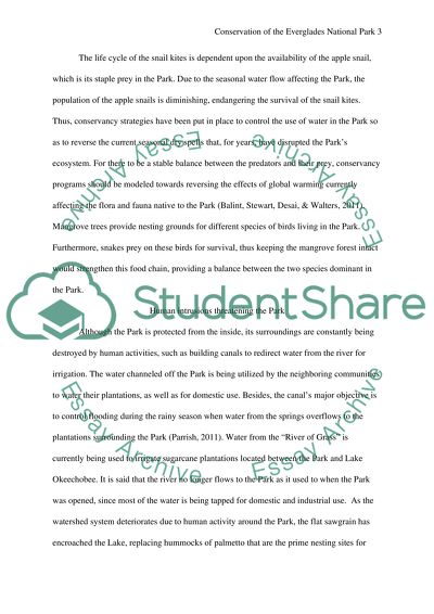 Conservation of the Everglades National Park