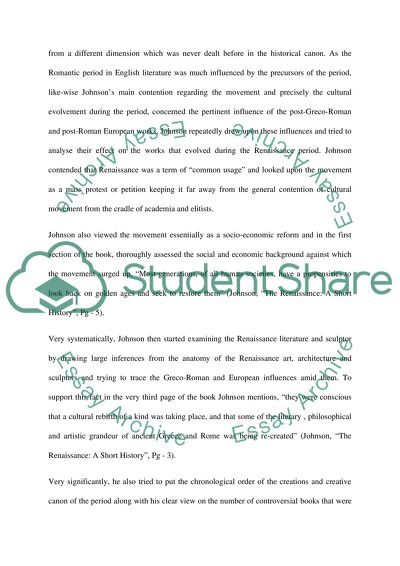 Paul Johnsons View on Renaissance