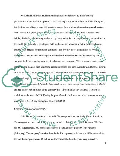 GlaxoSmithKline Plc and J Sainbury Plc: Accounting for Limited Companies