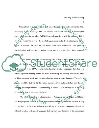 A New approach to teaching ESOL in ethnic minorities in UK