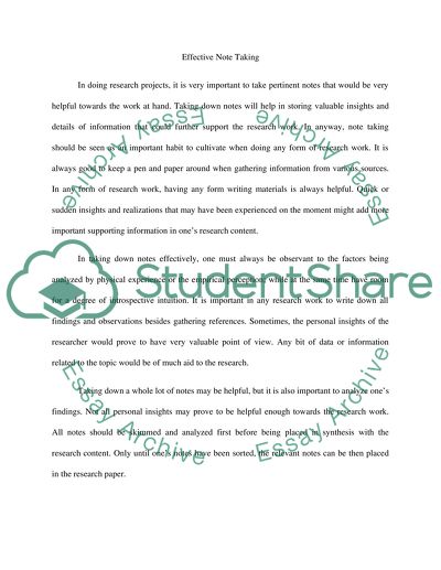 Effective Note Taking