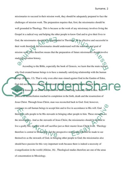 Main Areas of Missiology