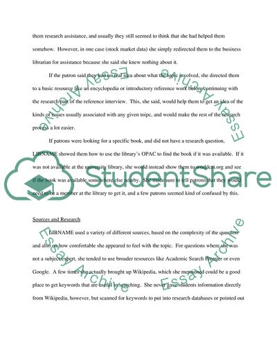 The Reference Interviews of LIBNAME