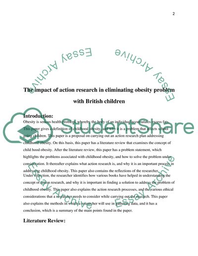 Action Research Plan Addressing Childhood Obesity