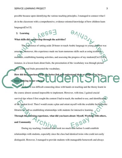 Service Learning Experience