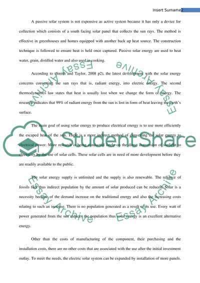 Solar energy as an alternative energy source