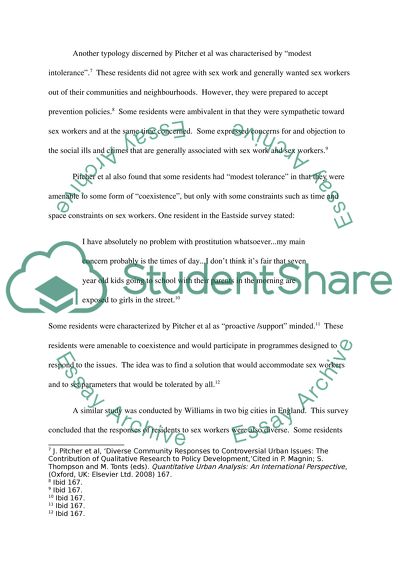 The impact of the different responses of residents may have upon sex workers in the UK