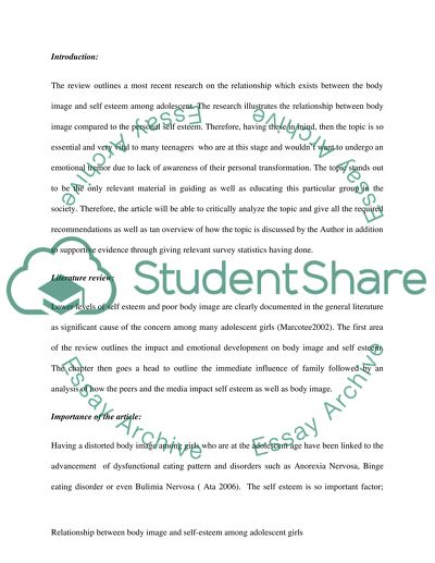 Relationship between body image and self-esteem among adolescent girls