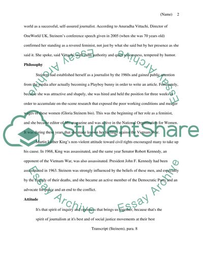 Gloria Steinem: Advocate of Peace in Time of War