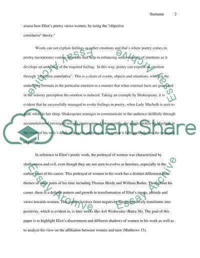 Does T S Eliots Poetry Have Trouble with Women