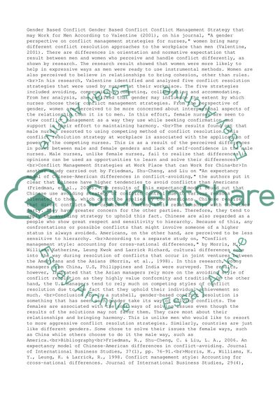 Gender Based Conflict Management