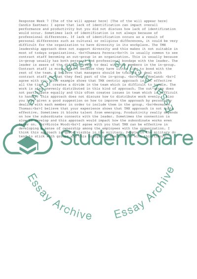 Class Responses Week 7