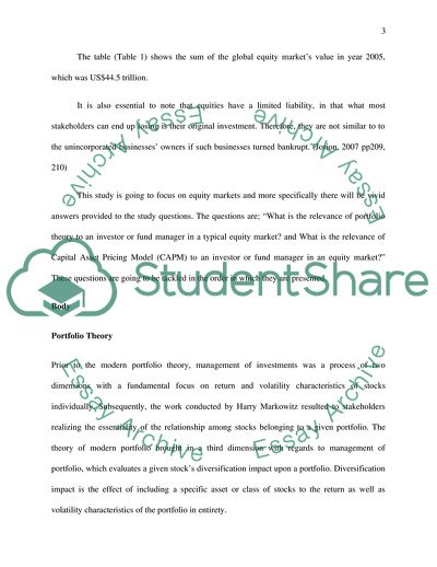 What Is the Relevance of Portfolio Theory to an Investor or Fund Manager in a Typical Equity Market