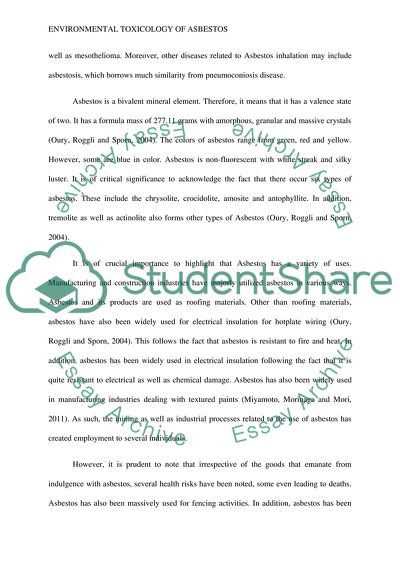 Environmental Toxicology of Asbestos