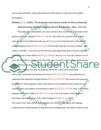 Analysis of Articles about a Deafchild Learns to Read