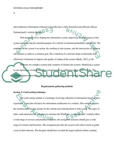 System Analysis: The Creation of a Website for African National Parks