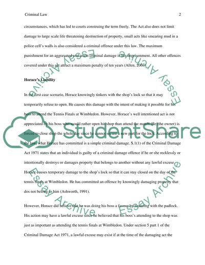 Criminal Law (Damage to Property)