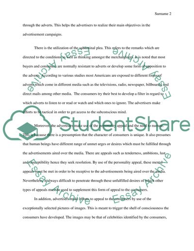 Advertisement appeals as put forth by fowles