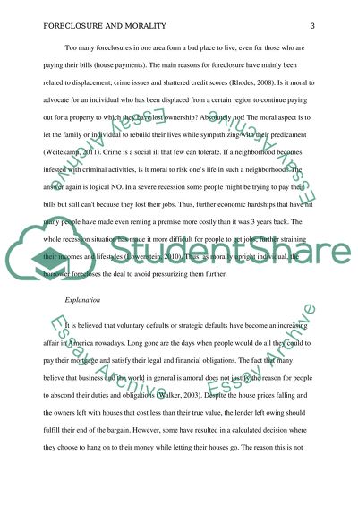 Foreclosure and the Aspect of Morality