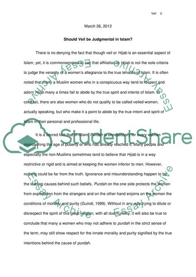 Should Veil Be Judgemental In Islam