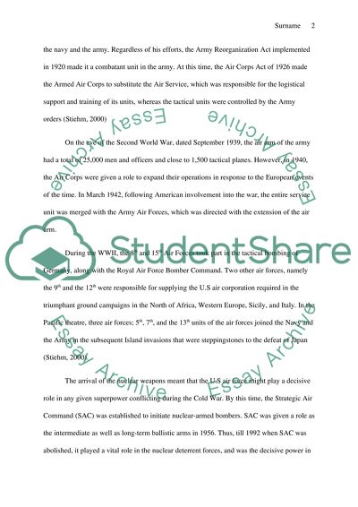 The Developing Role of the US Air Forces since WWI