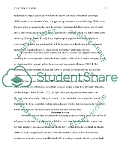 Childhood Physical Abuse among Mentally Disabled Children