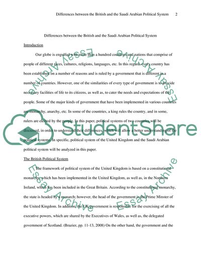 Differences between the British and the Saudi Arabia Political System