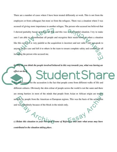 Personal Frame of Reference with Regard to Diversity