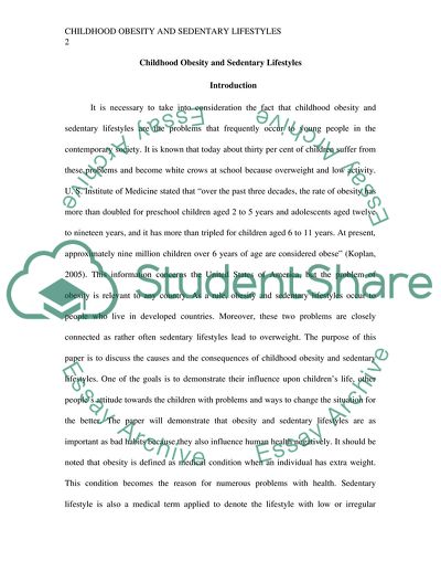 Childhood Obesity and Sedentary Lifestyles