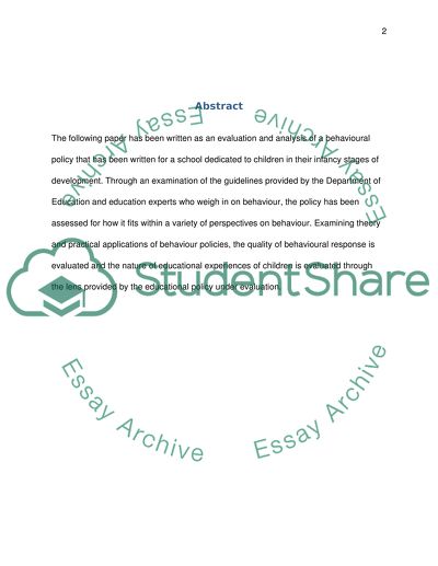 Standards of Behaviour and School Ethos