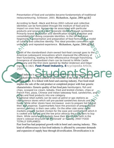 Retailing Fast Food Industry