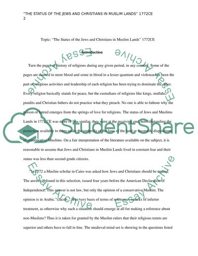 The Status of the Jews and Christians in Muslim Lands