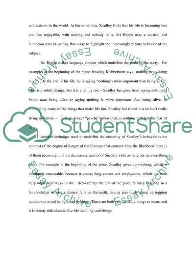 Analysis of Art Hoppes Article How to Stay Alive