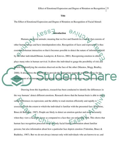 The Effect of Emotional Expression and Degree of Rotation on Recognition of Facial Stimuli