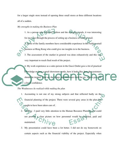 My business planning and presentation experience