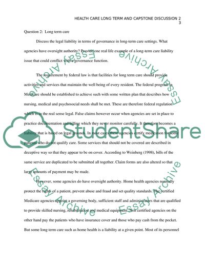 Health care-long term and capstone discussions 2