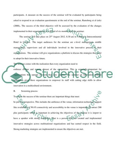 Event Plan of Seminar Innovation without Boundaries