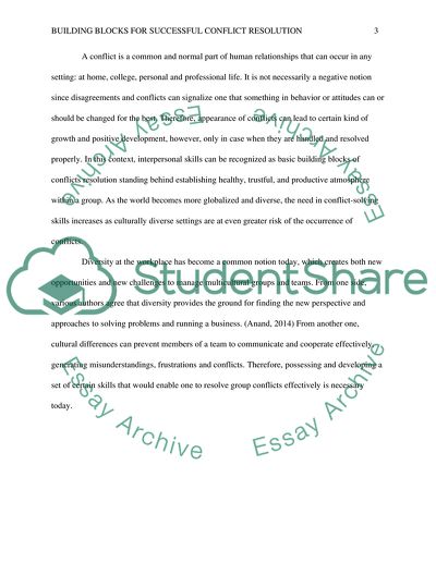 Building Blocks for Successful Conflict Resolution