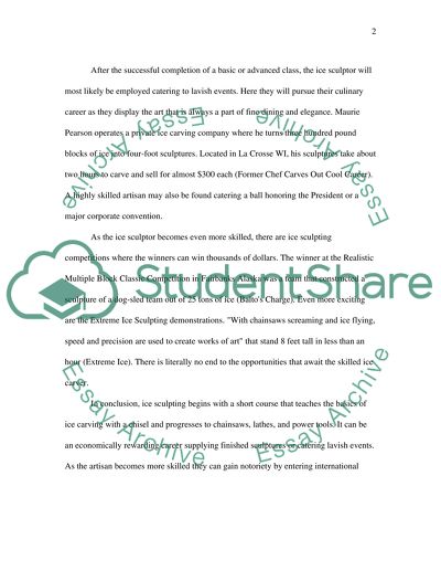 A areer in ice sculpting